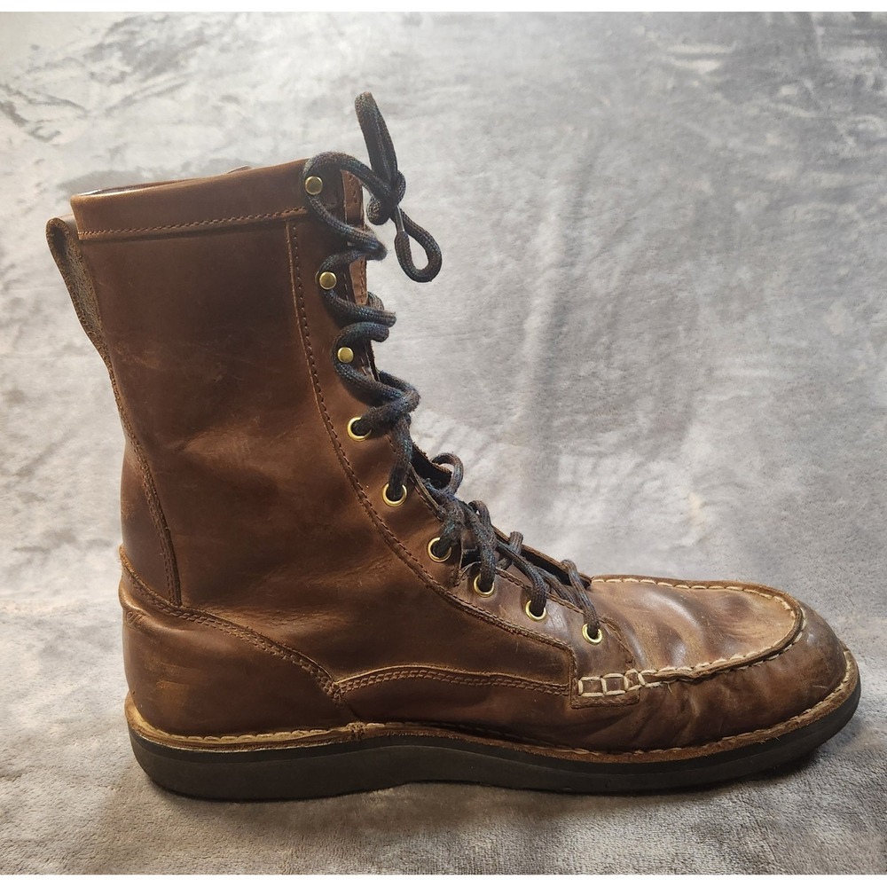 Danner Boots Mens 14 Brown Leather Bull Run Moc Toe 8" Wedge EH Slip Resistant‎